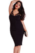 Sexy Black Plus Size Slinky Lace Ruched Dress